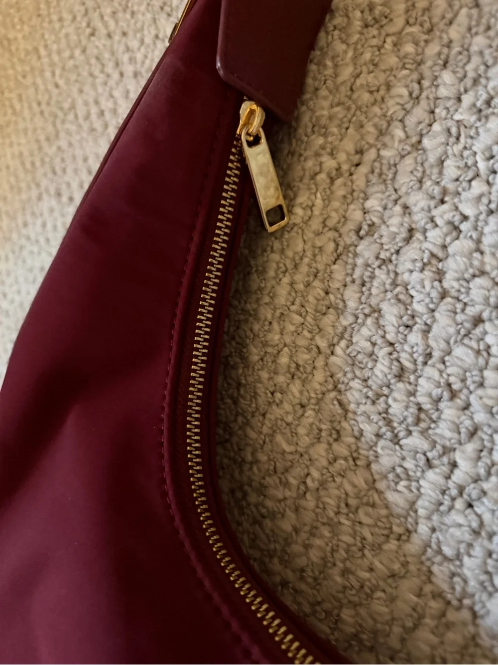 Time and Tru Harbour Hobo Bag Crimson Red Nylon Crescent Shoulder Purse NWT